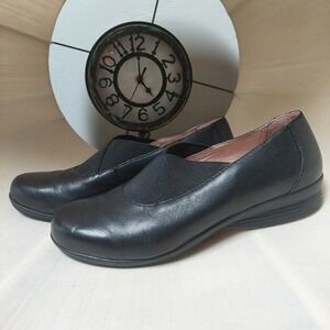 Dansko Ann Black Shoes Leather Size 37 (7) Support Walking Comfort Stretchy Mule